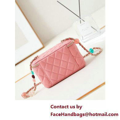 Chanel Lambskin, Resin  &  Gold-Tone Metal Clutch with Chain Bag AP3213 Coral Pink 2025